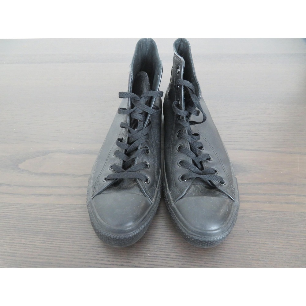 Converse Chuck Taylor All Star Shoes Mens 11 Black Leather High Sneakers 1T405 - Picture 2 of 10